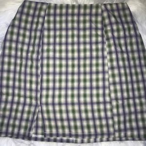 Plaid split hem mini skirt